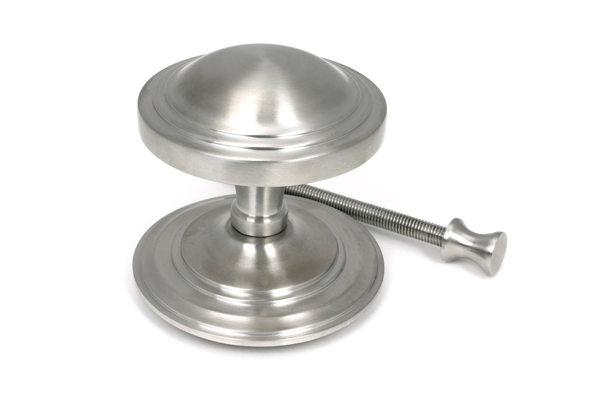 From The Anvil - Satin Marine SS (316) Art Deco Centre Door Knob | Sku. 49806 | Trade Door Handles.