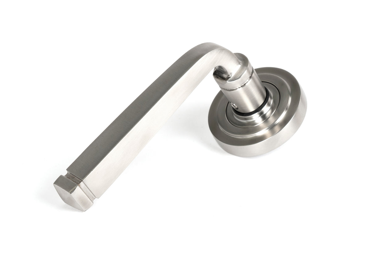 From The Anvil - Satin Marine SS (316) Avon Round Lever on Rose Set (Art Deco) | Sku. 49849 | Trade Door Handles.