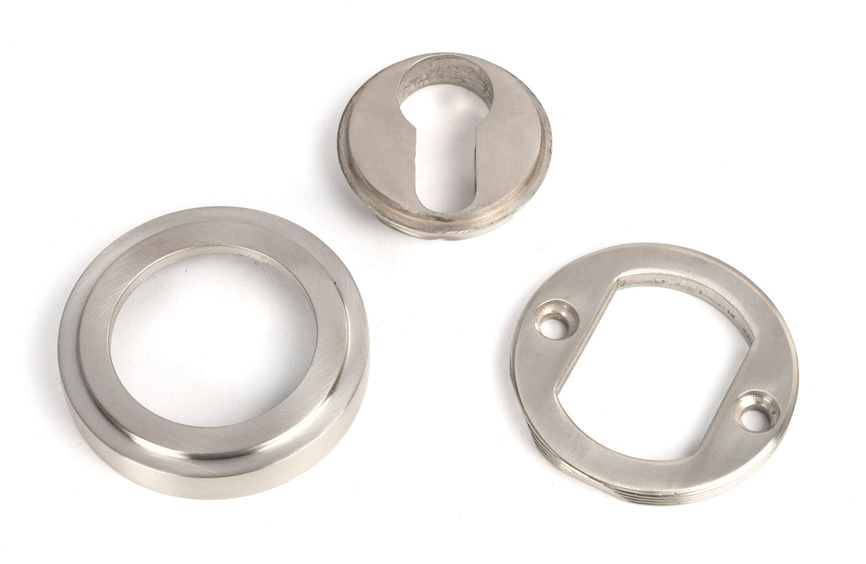 From The Anvil - Satin Marine SS (316) Round Euro Escutcheon (Art Deco) | Sku. 49873 | Trade Door Handles.