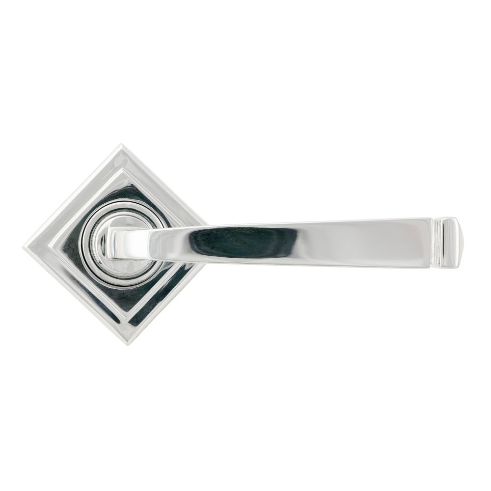 From The Anvil - Polished Chrome Avon Round Lever on Rose Set (Square) - Unsprung | Sku. 49952 | Trade Door Handles.