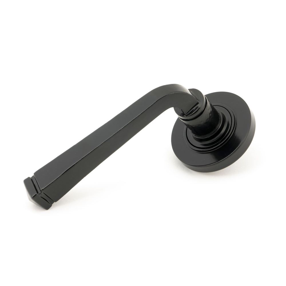 From The Anvil - Black Avon Round Lever on Rose Set (Plain) - Unsprung | Sku. 49957 | Trade Door Handles.