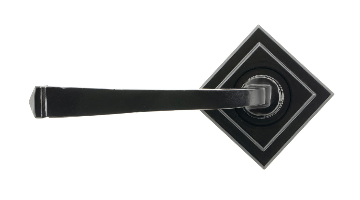 From The Anvil - Black Avon Round Lever on Rose Set (Square) - Unsprung | Sku. 49960 | Trade Door Handles.