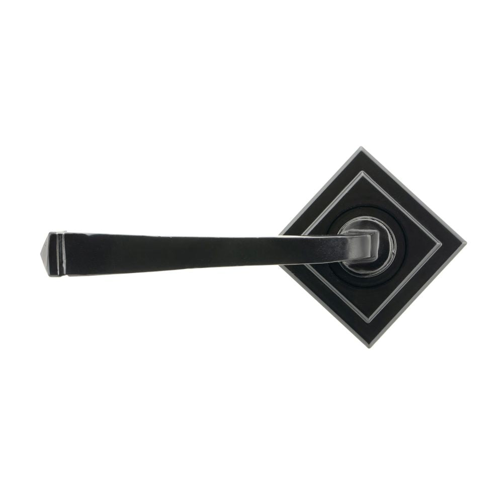 From The Anvil - Black Avon Round Lever on Rose Set (Square) - Unsprung | Sku. 49960 | Trade Door Handles.