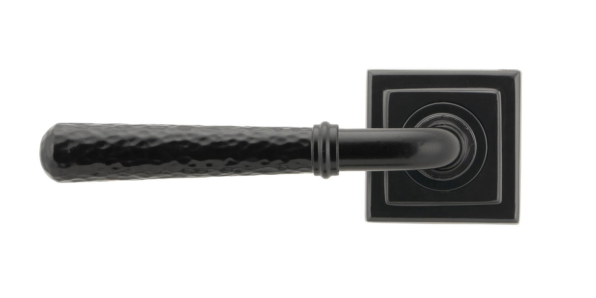 From The Anvil - Black Hammered Newbury Lever on Rose Set (Square) - Unsprung | Sku. 49984 | Trade Door Handles.