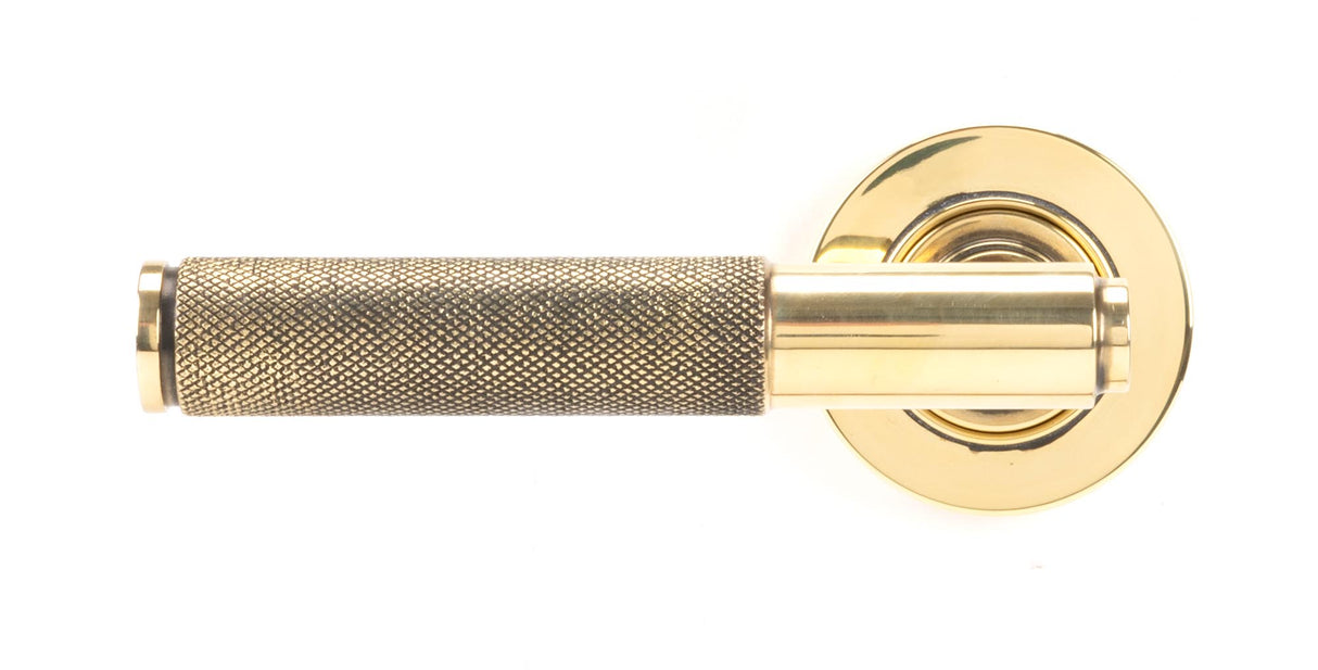 From The Anvil - Aged Brass Brompton Lever on Rose Set (Plain) - Unsprung | Sku. 49993 | Trade Door Handles.