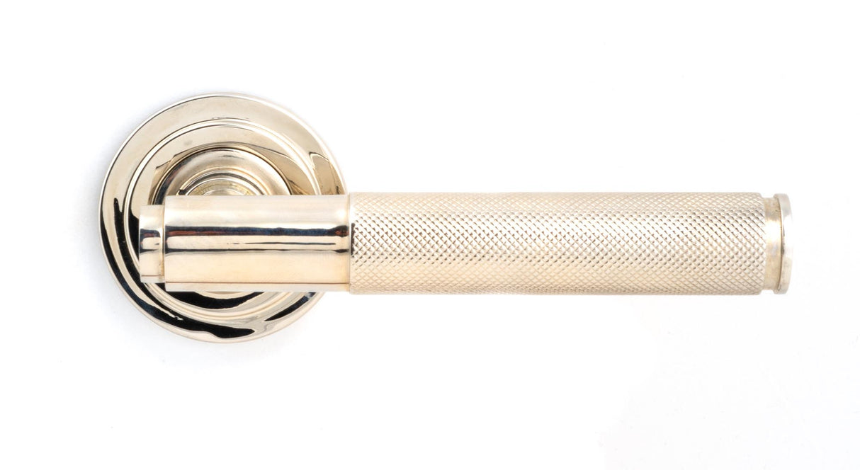 From The Anvil - Polished Nickel Brompton Lever on Rose Set (Art Deco) - Unsprung | Sku. 50002 | Trade Door Handles.