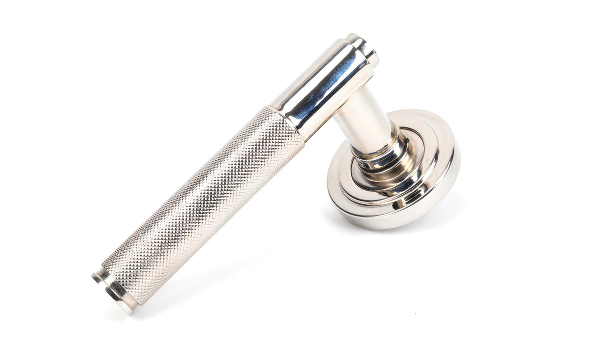 From The Anvil - Polished Nickel Brompton Lever on Rose Set (Art Deco) - Unsprung | Sku. 50002 | Trade Door Handles.