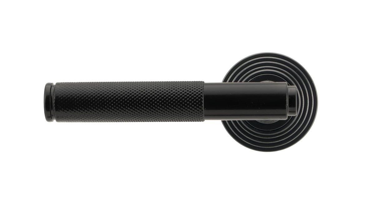 From The Anvil - Black Brompton Lever on Rose Set (Beehive) - Unsprung | Sku. 50007 | Trade Door Handles.