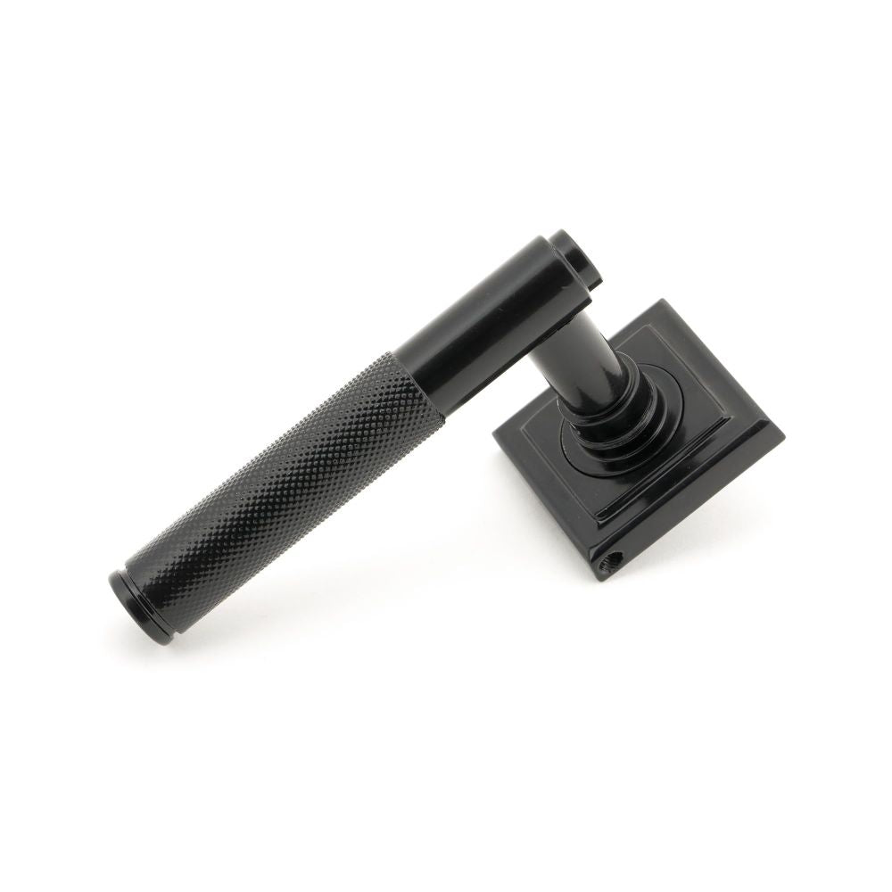 From The Anvil - Black Brompton Lever on Rose Set (Square) - Unsprung | Sku. 50008 | Trade Door Handles.