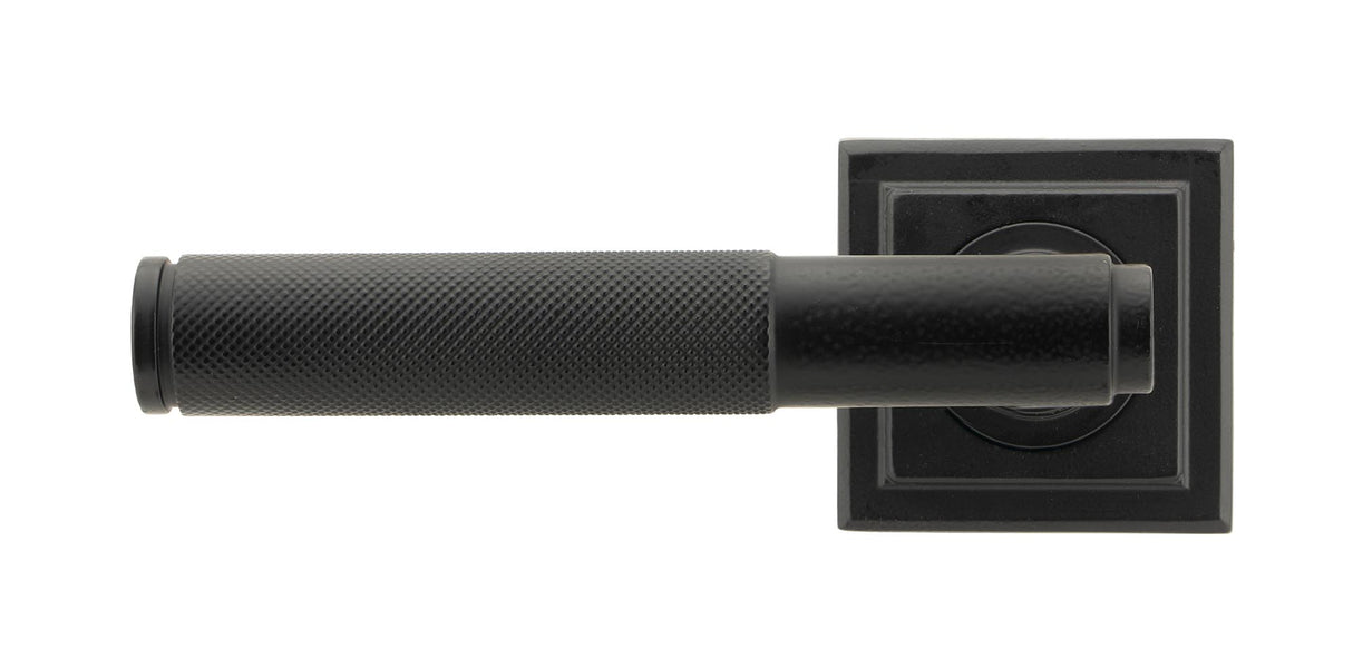 From The Anvil - Matt Black Brompton Lever on Rose Set (Square) - Unsprung | Sku. 50012 | Trade Door Handles.