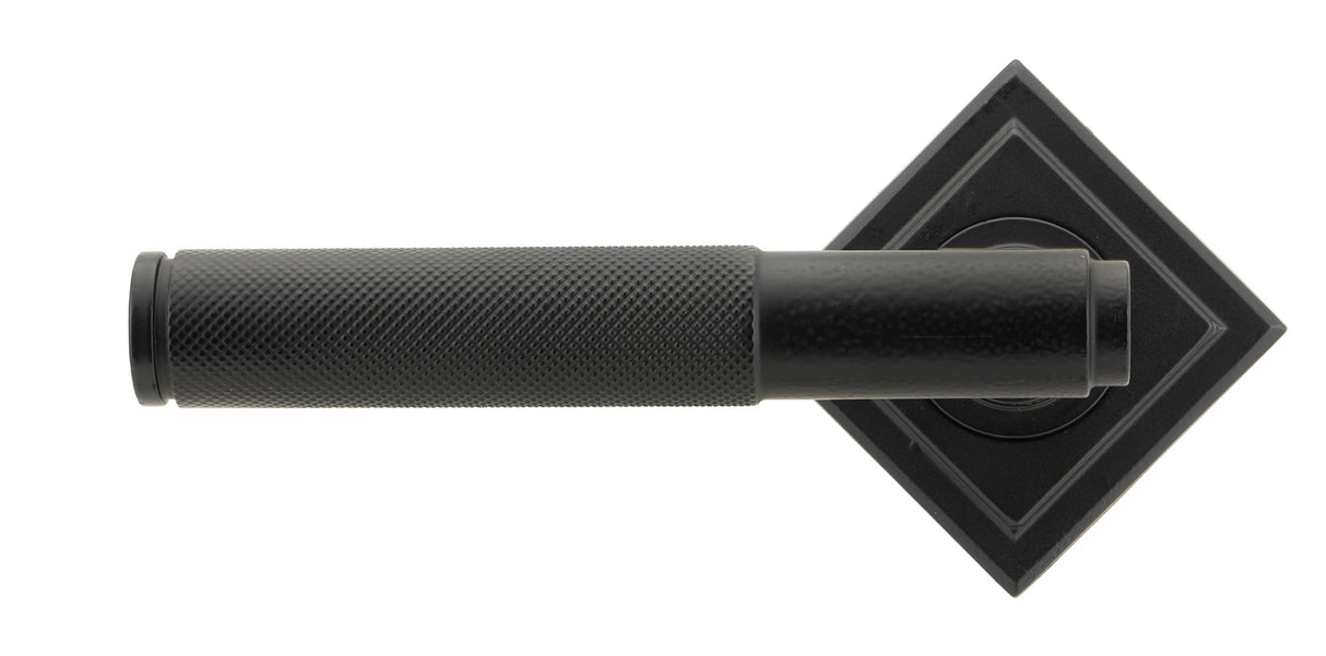 From The Anvil - Matt Black Brompton Lever on Rose Set (Square) - Unsprung | Sku. 50012 | Trade Door Handles.
