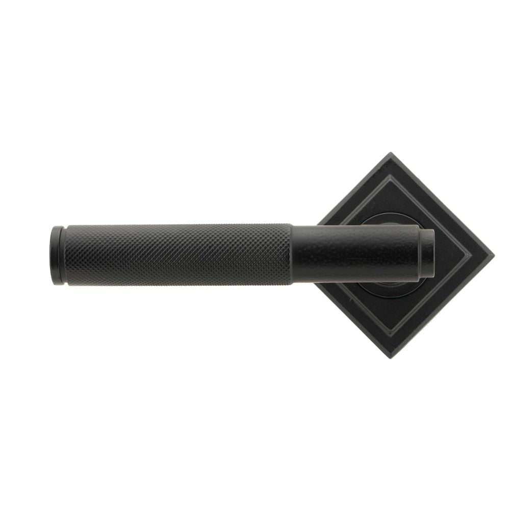 From The Anvil - Matt Black Brompton Lever on Rose Set (Square) - Unsprung | Sku. 50012 | Trade Door Handles.