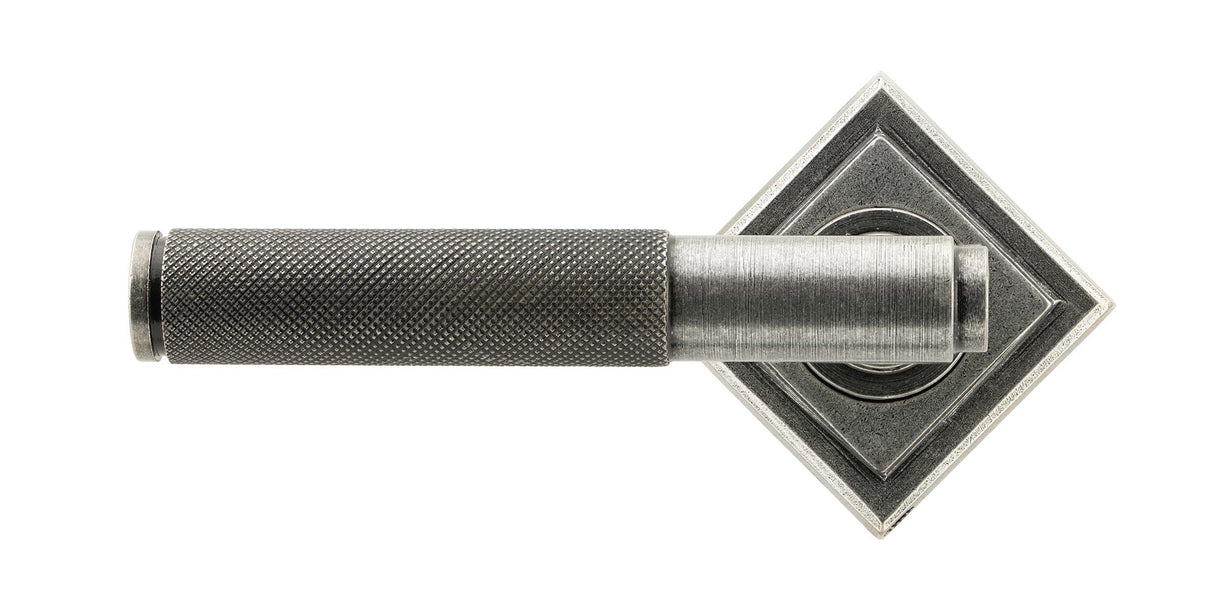 From The Anvil - Pewter Brompton Lever on Rose Set (Square) - Unsprung | Sku. 50016 | Trade Door Handles.