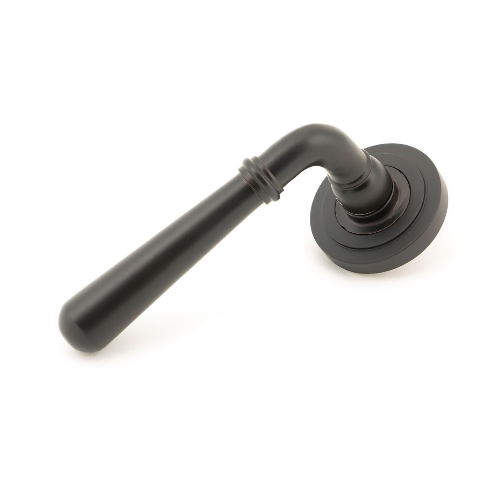 From The Anvil - Aged Bronze Newbury Lever on Rose Set (Art Deco) - Unsprung | Sku. 50030 | Trade Door Handles.