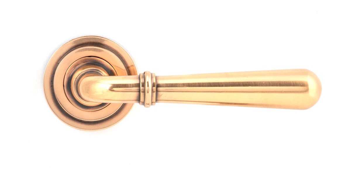 From The Anvil - Polished Bronze Newbury Lever on Rose Set (Art Deco) - Unsprung | Sku. 50034 | Trade Door Handles.