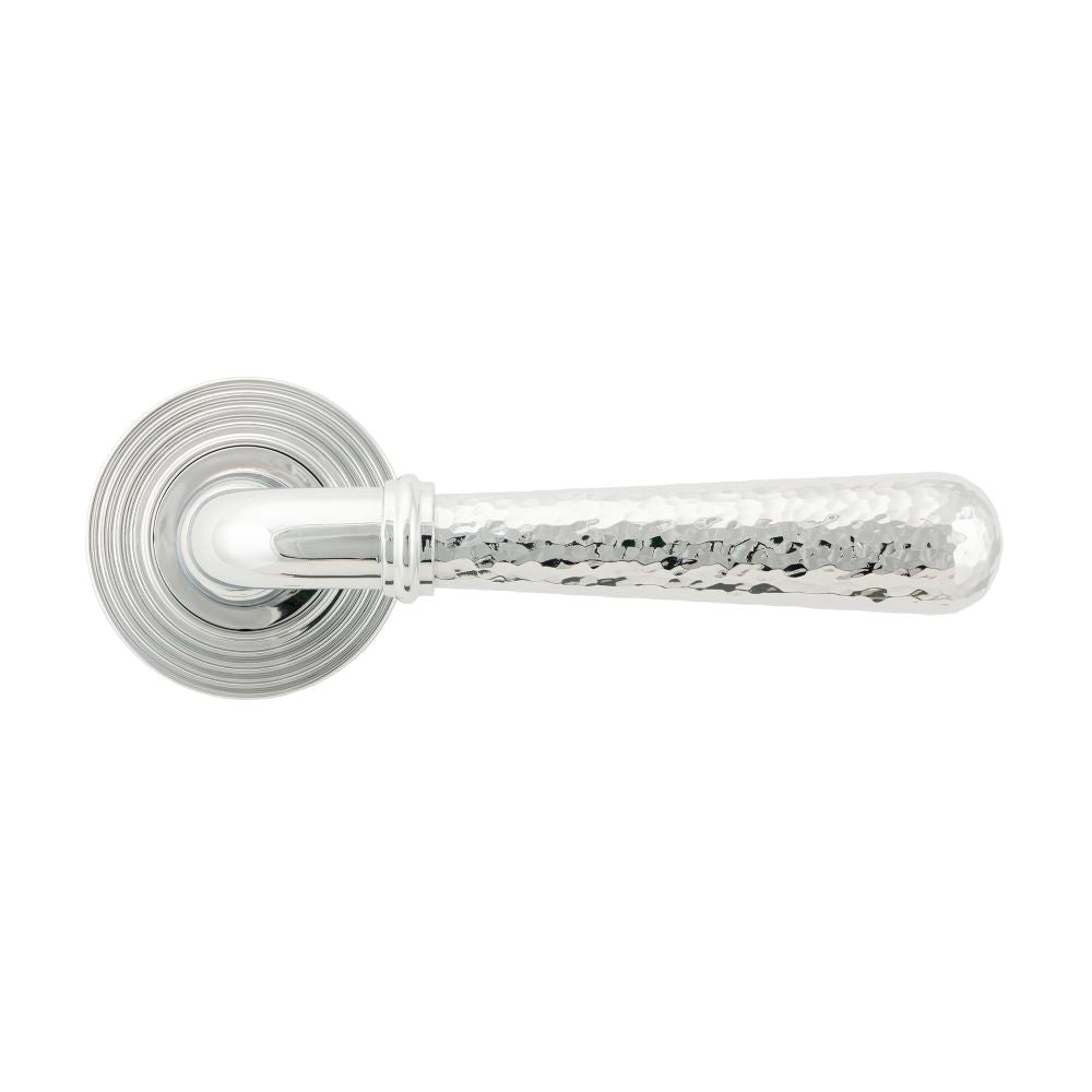 From The Anvil - Polished Chrome Hammered Newbury Lever on Rose Set (Beehive) - Unsprung | Sku. 50043 | Trade Door Handles.