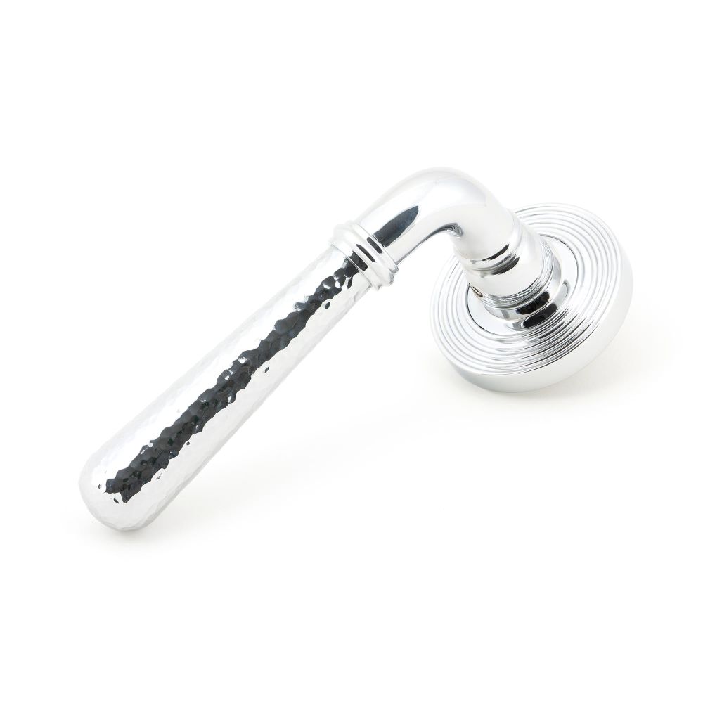 From The Anvil - Polished Chrome Hammered Newbury Lever on Rose Set (Beehive) - Unsprung | Sku. 50043 | Trade Door Handles.