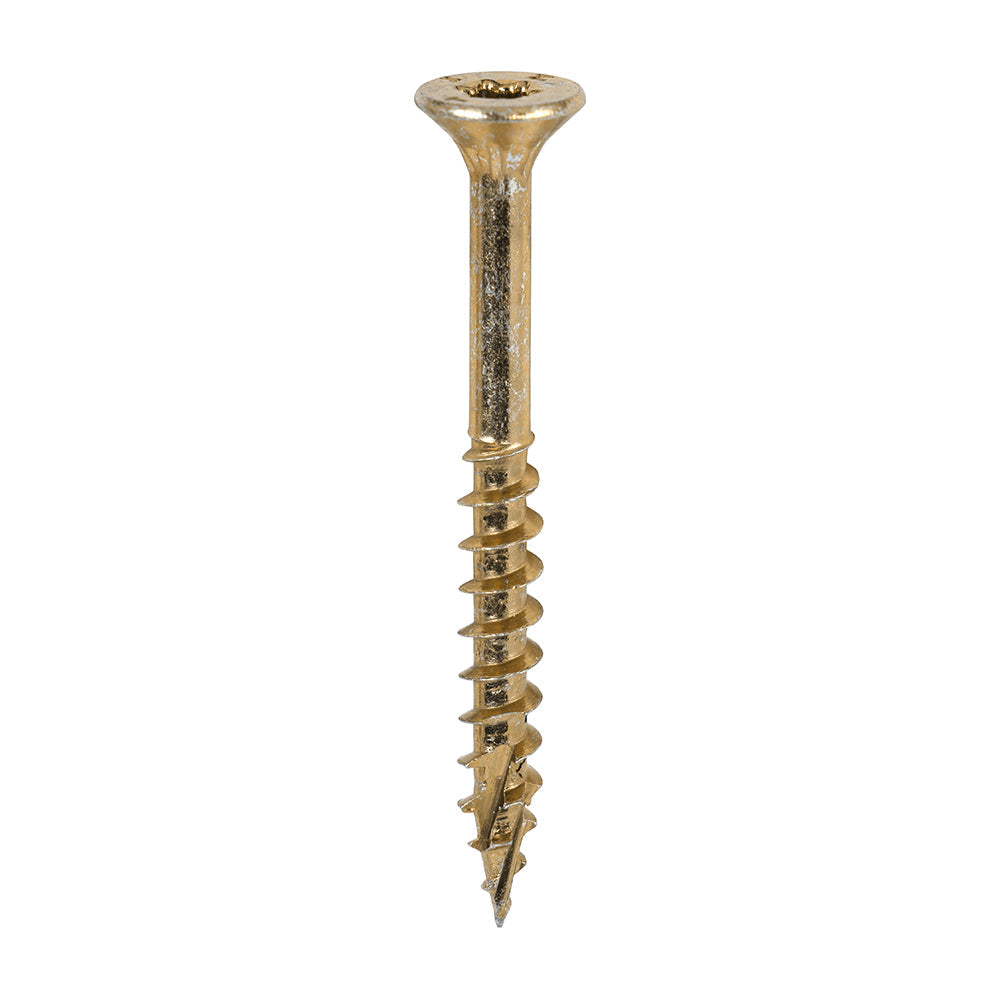 This is an image of Timco - C2 Clamp-Fix Screws - TX - Double Countersunk with Ribs - Twin-Cut - Yellow 5.0 x 50mm - (600 PCS Tub) 50050C2CTUB