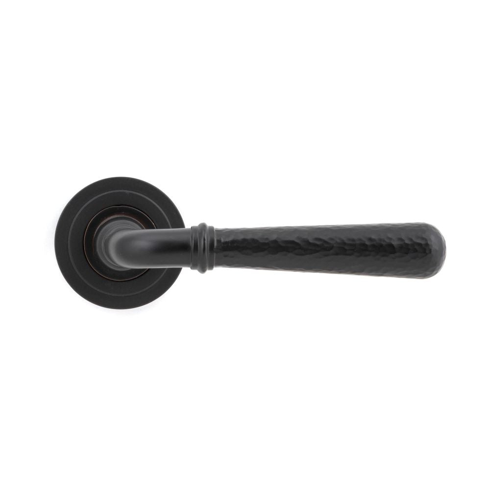 From The Anvil - Aged Bronze Hammered Newbury Lever on Rose Set (Art Deco) - Unsprung | Sku. 50050 | Trade Door Handles.
