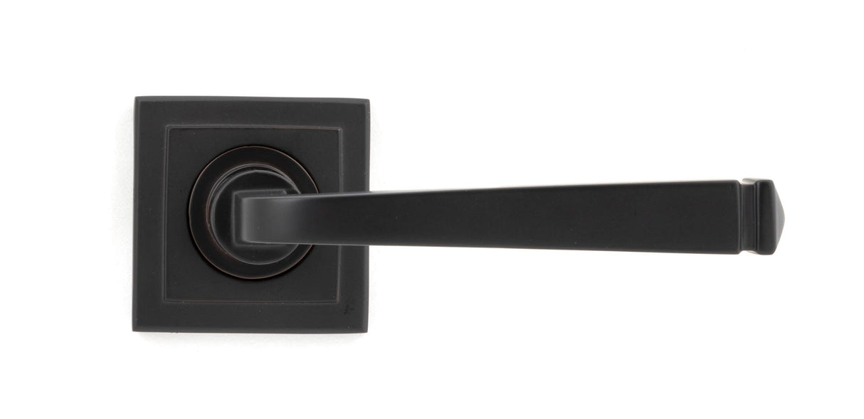 From The Anvil - Aged Bronze Avon Round Lever on Rose Set (Square) - Unsprung | Sku. 50060 | Trade Door Handles.