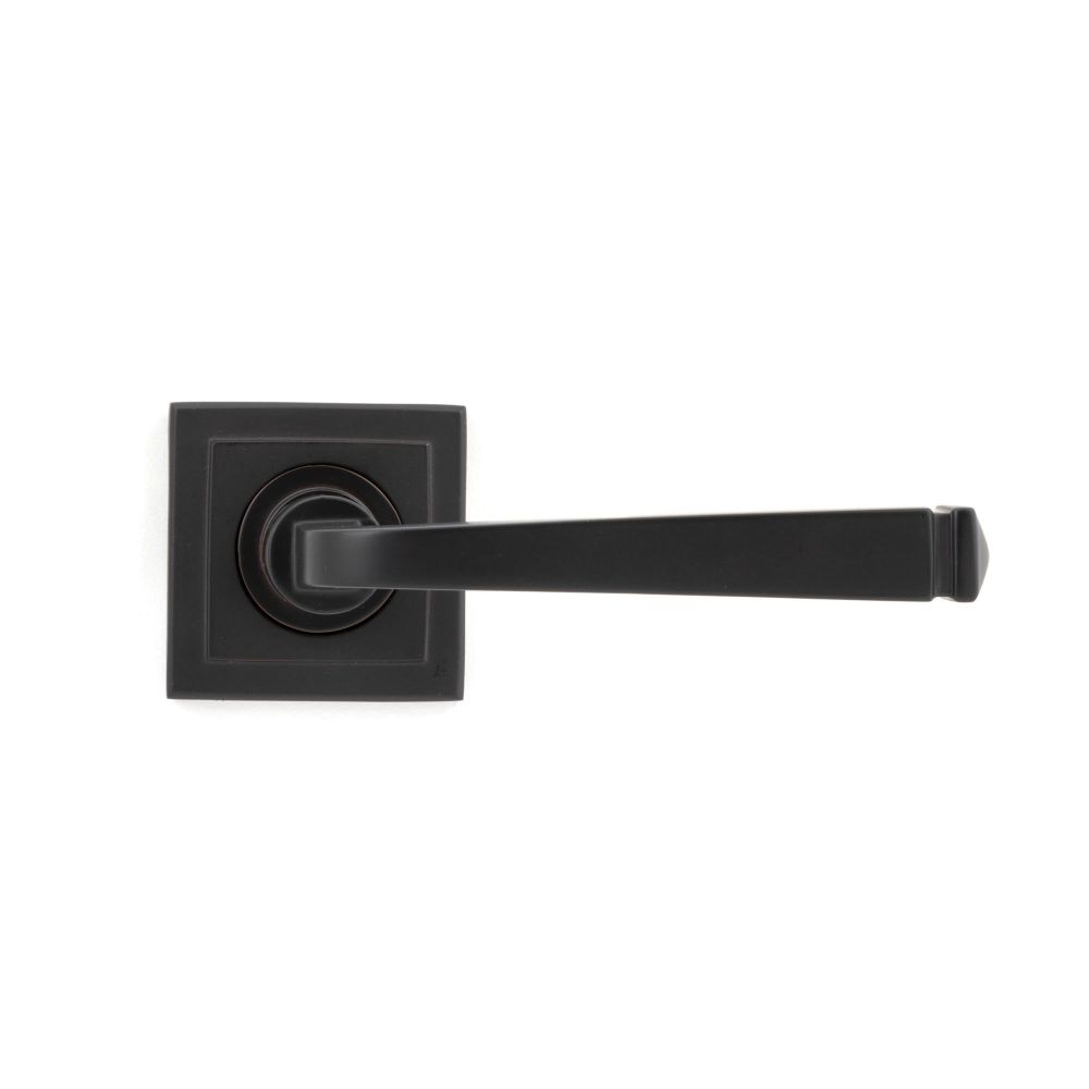 From The Anvil - Aged Bronze Avon Round Lever on Rose Set (Square) - Unsprung | Sku. 50060 | Trade Door Handles.