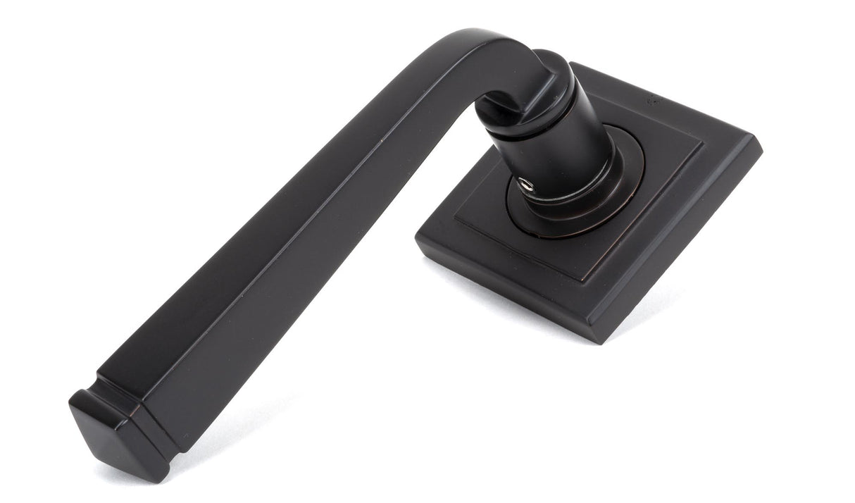 From The Anvil - Aged Bronze Avon Round Lever on Rose Set (Square) - Unsprung | Sku. 50060 | Trade Door Handles.
