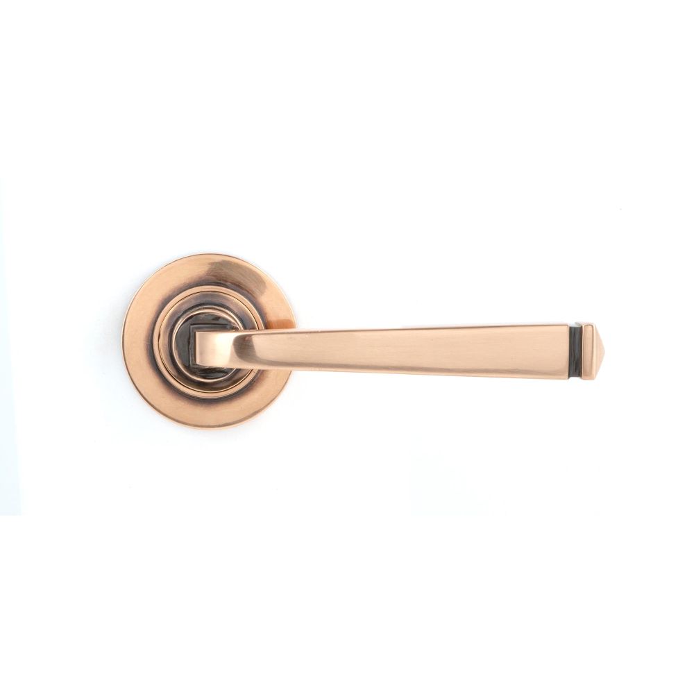 From The Anvil - Polished Bronze Avon Round Lever on Rose Set (Plain) - Unsprung | Sku. 50061 | Trade Door Handles.