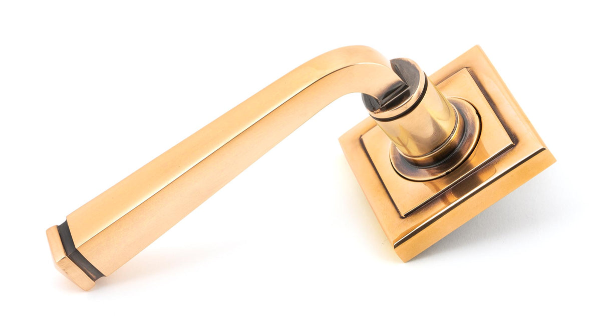 From The Anvil - Polished Bronze Avon Round Lever on Rose Set (Square) - Unsprung | Sku. 50064 | Trade Door Handles.