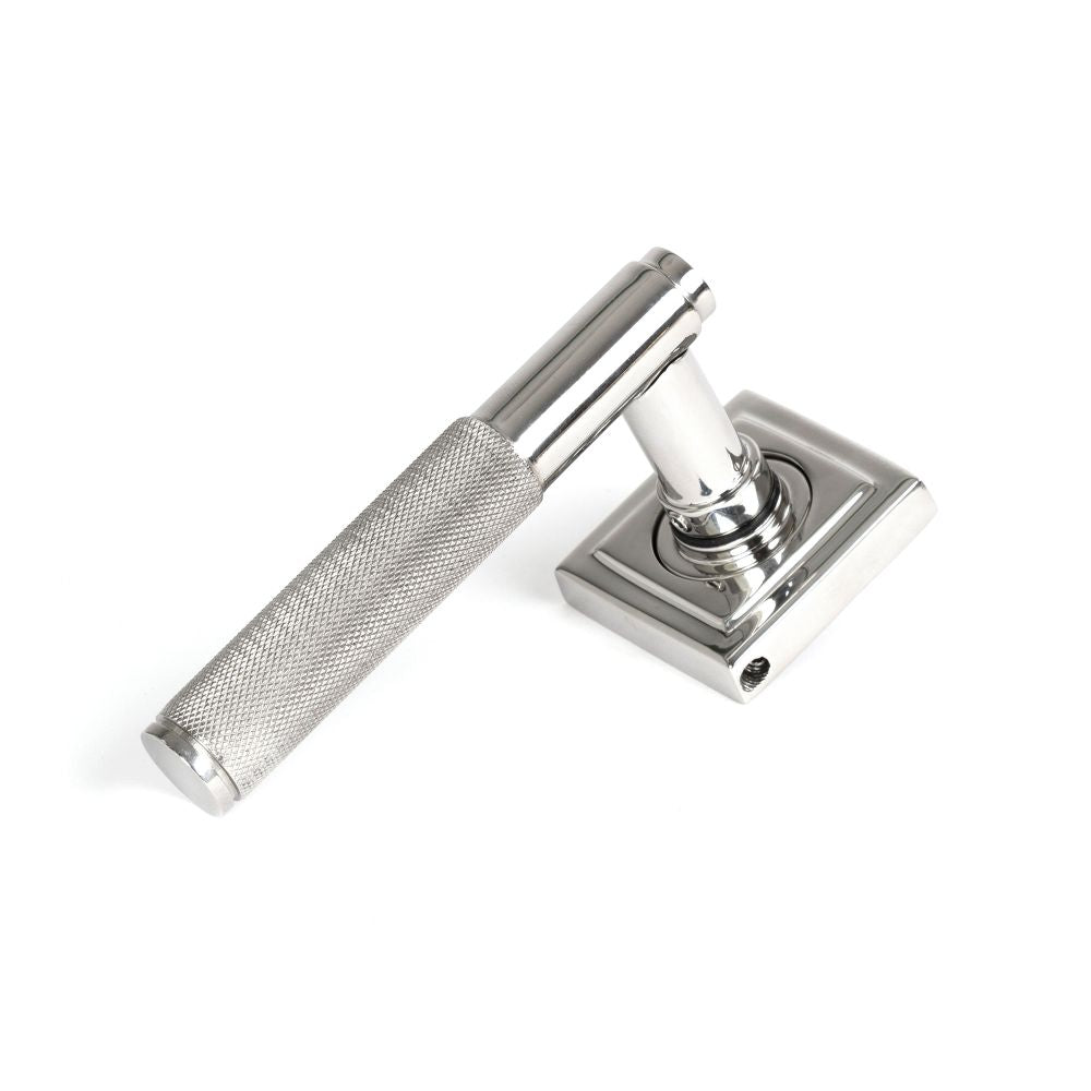 From The Anvil - Satin Marine SS (316) Brompton Lever on Rose Set (Square) - Unsprung | Sku. 50068 | Trade Door Handles.