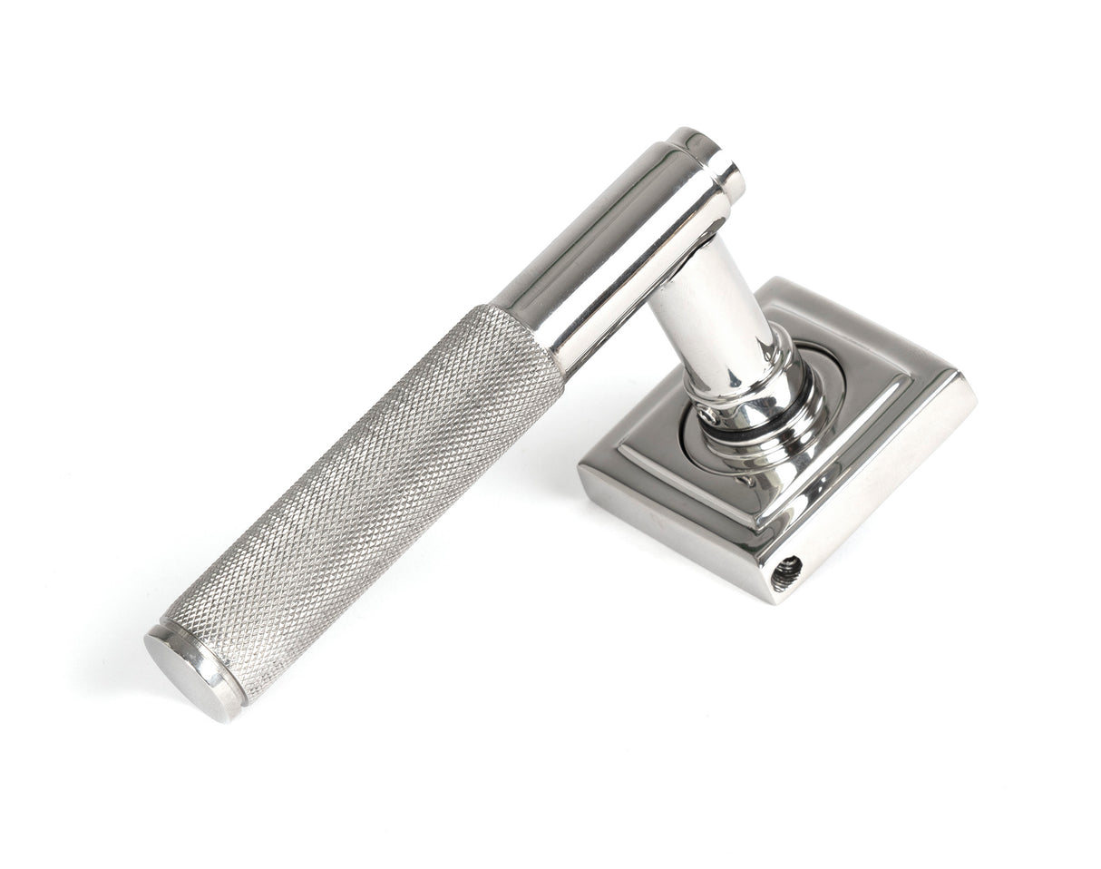 From The Anvil - Polished Marine SS (316) Brompton Lever on Rose Set (Square) - Unsprung | Sku. 50072 | Trade Door Handles.