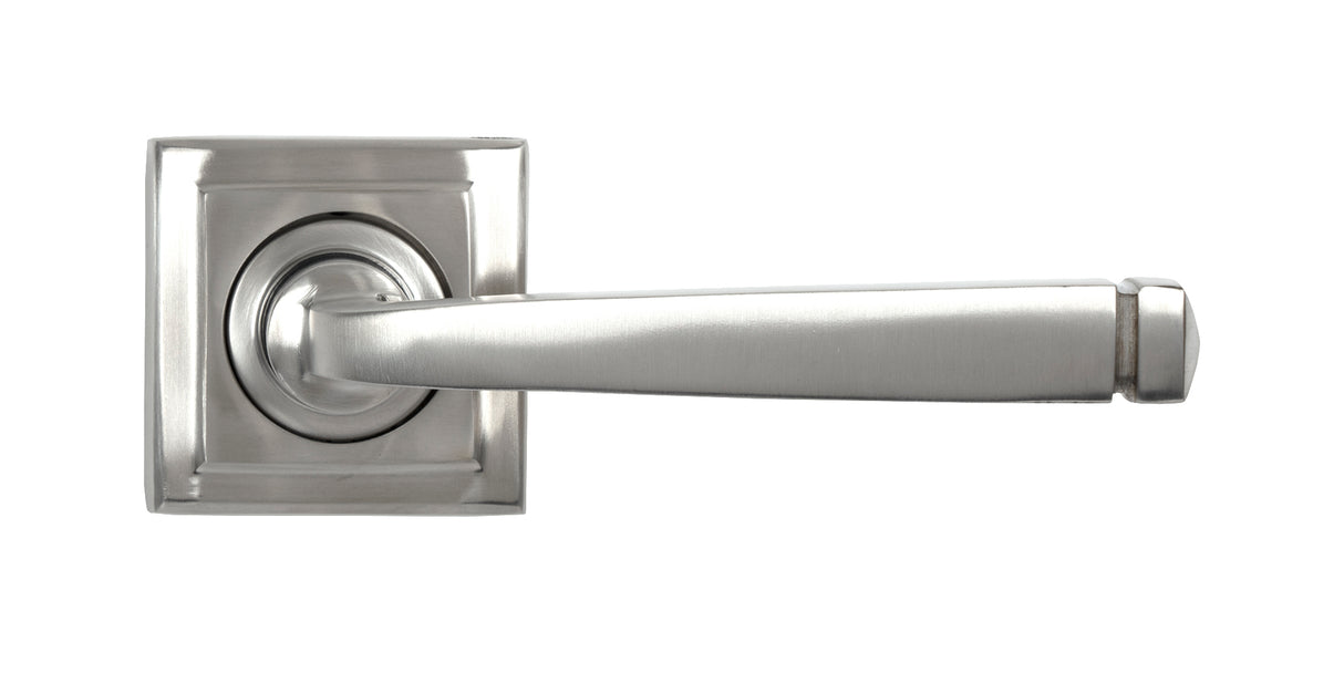 From The Anvil - Satin Marine SS (316) Avon Round Lever on Rose Set (Square) - Unsprung | Sku. 50076 | Trade Door Handles.