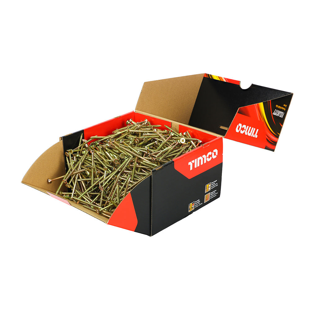This is an image of Timco - Velocity Premium Multi-Use Screws - PZ - Double Countersunk - Yellow 5.0 x 80mm - (1000 PCS Box) 50080VYIND