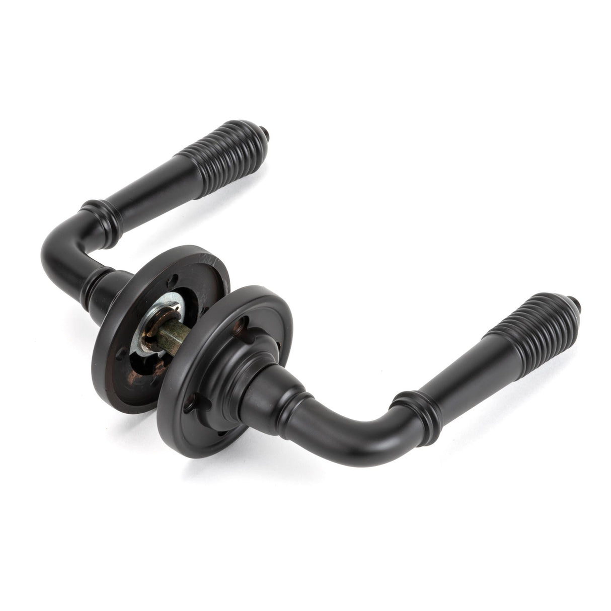 From The Anvil - Aged Bronze Reeded Lever on Rose Set - Unsprung | Sku. 50089 | Trade Door Handles.