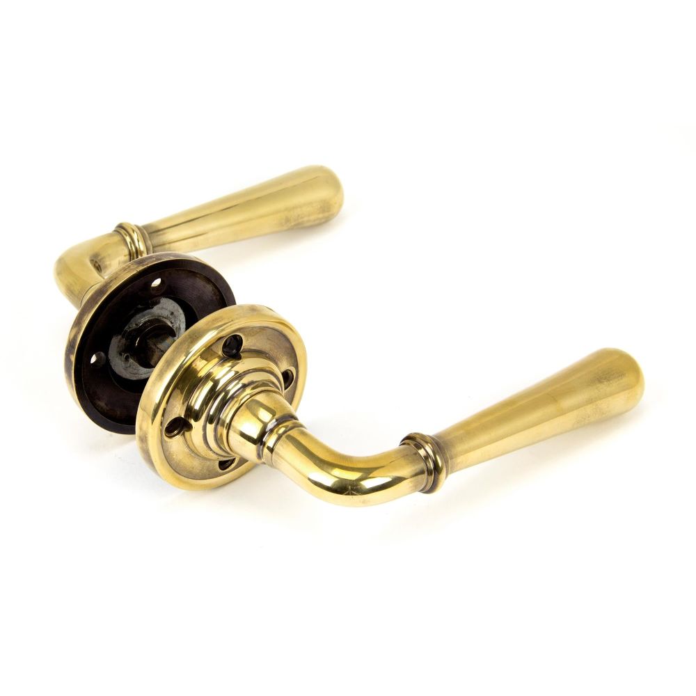 From The Anvil - Aged Brass Newbury Lever on Rose Set - Unsprung | Sku. 50091 | Trade Door Handles.
