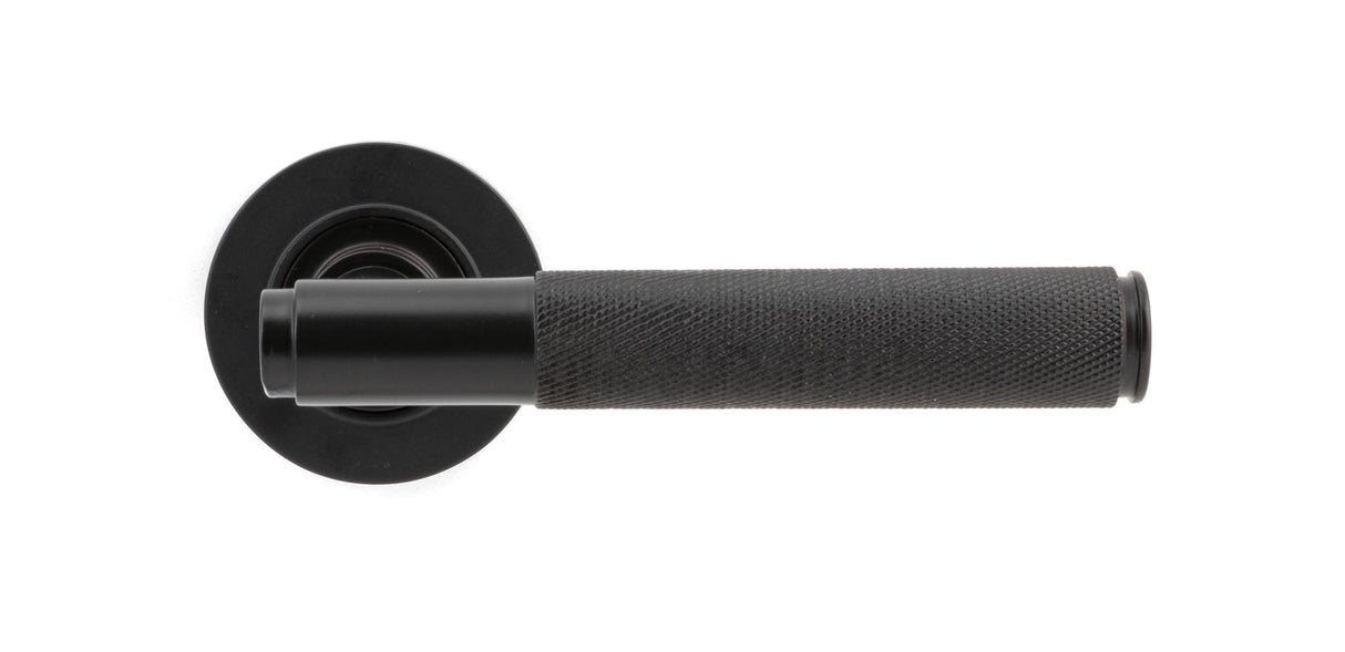 From The Anvil - Aged Bronze Brompton Lever on Rose Set (Plain) - Unsprung | Sku. 50099 | Trade Door Handles.