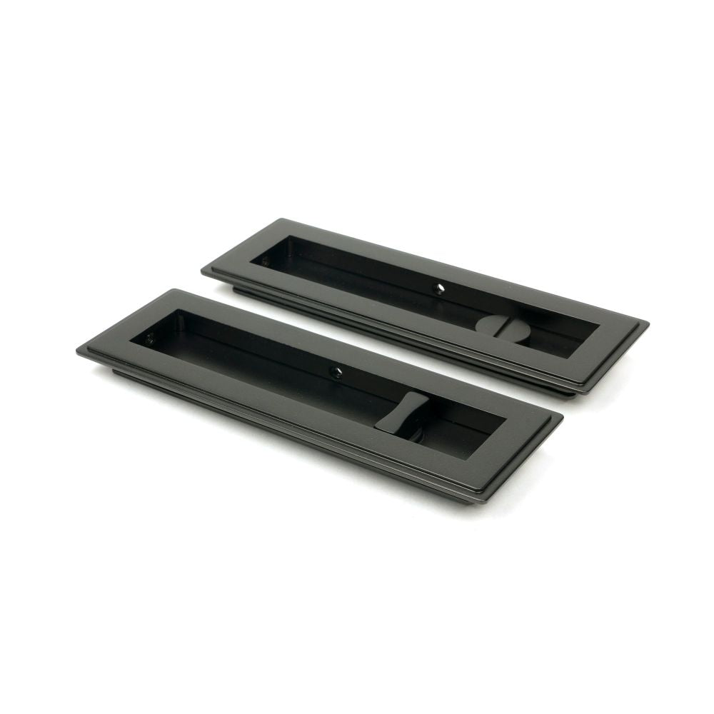 From The Anvil - Aged Bronze 175mm Art Deco Rectangular Pull - Privacy Set | Sku. 50120 | Trade Door Handles.