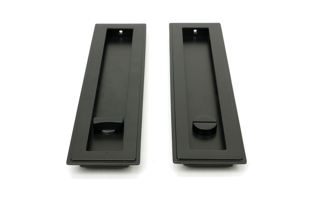 From The Anvil - Aged Bronze 250mm Art Deco Rectangular Pull - Privacy Set | Sku. 50121 | Trade Door Handles.