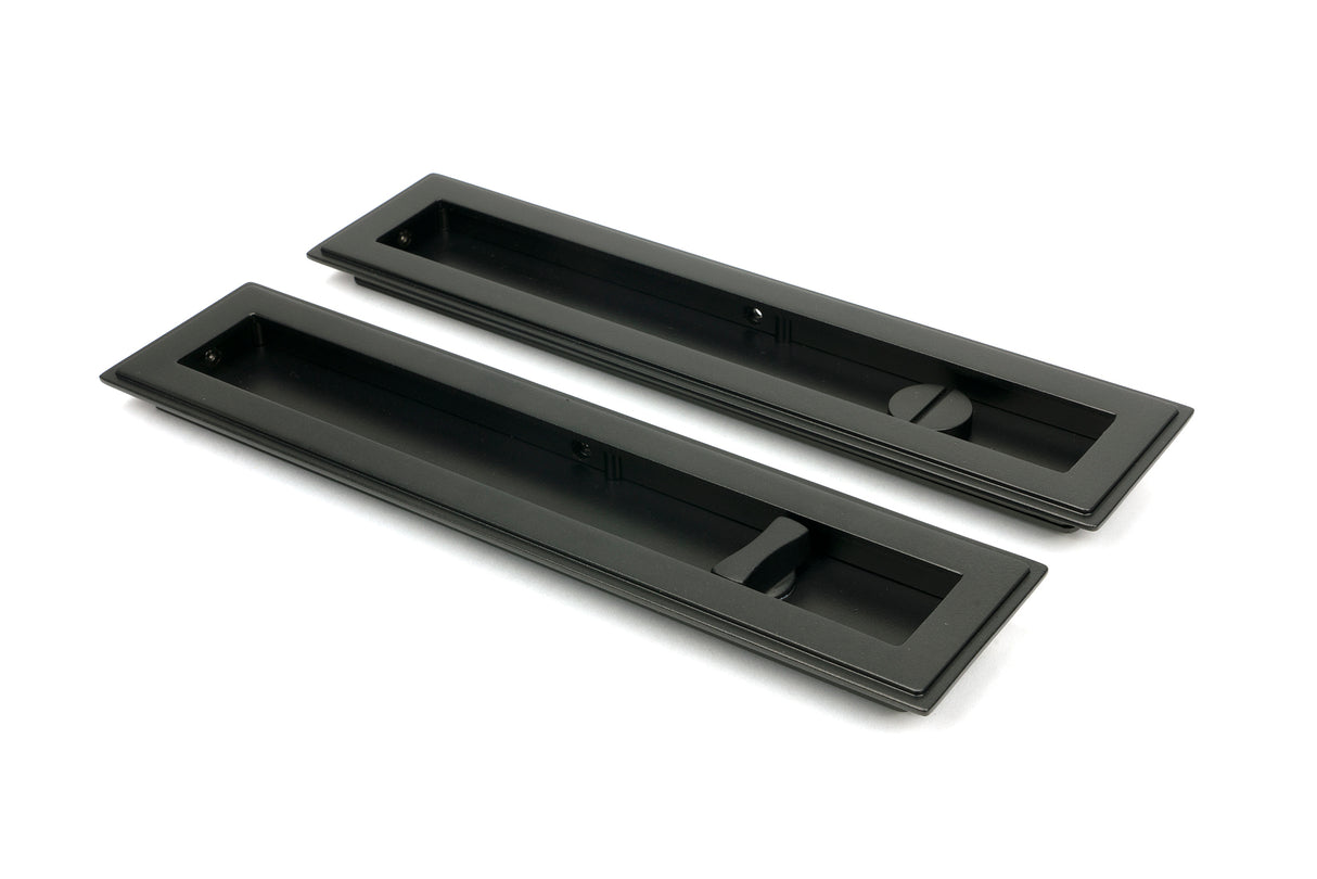 From The Anvil - Aged Bronze 250mm Art Deco Rectangular Pull - Privacy Set | Sku. 50121 | Trade Door Handles.