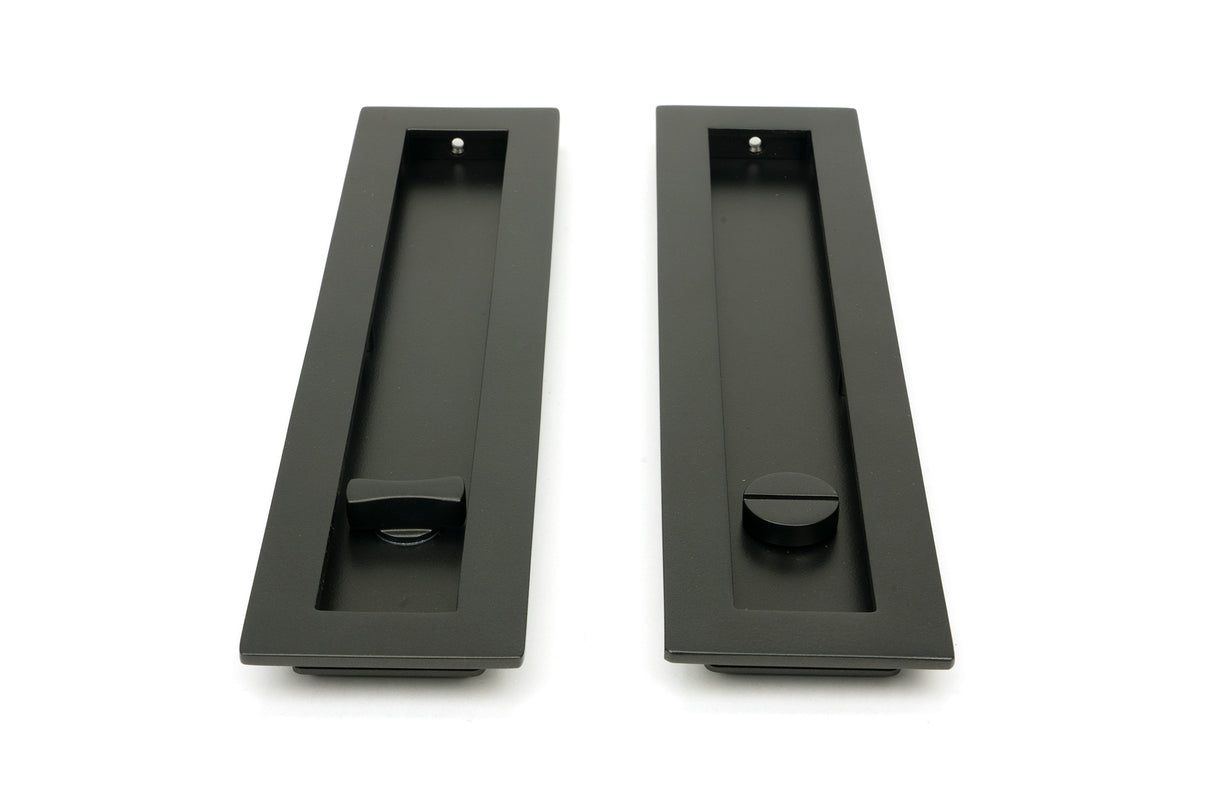 From The Anvil - Aged Bronze 250mm Plain Rectangular Pull - Privacy Set | Sku. 50123 | Trade Door Handles.