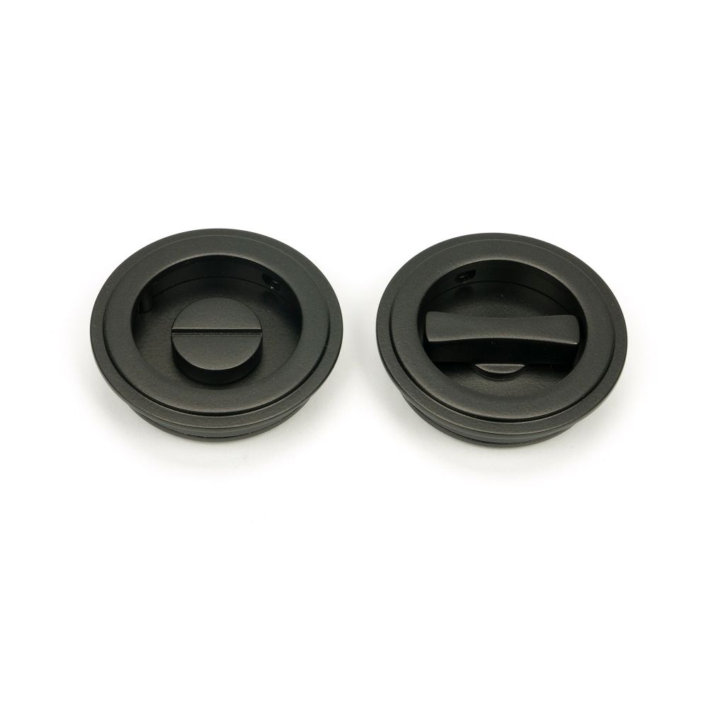 From The Anvil - Aged Bronze 60mm Art Deco Round Pull - Privacy Set | Sku. 50128 | Trade Door Handles.