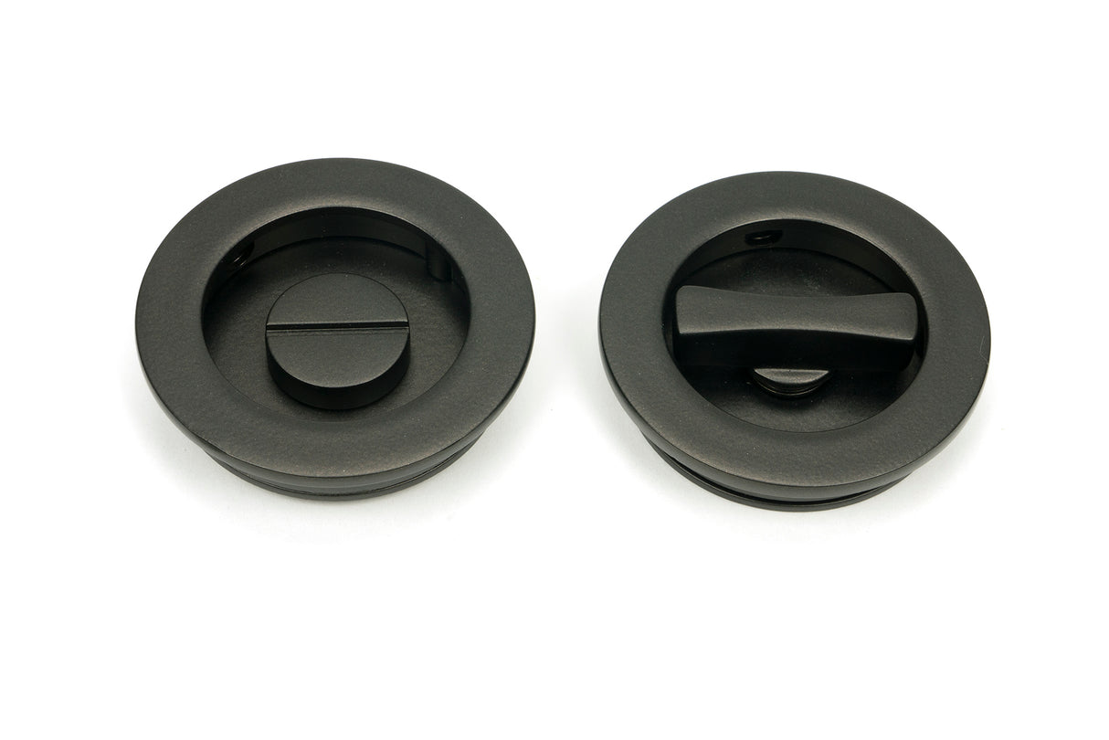 From The Anvil - Aged Bronze 60mm Plain Round Pull - Privacy Set | Sku. 50130 | Trade Door Handles.