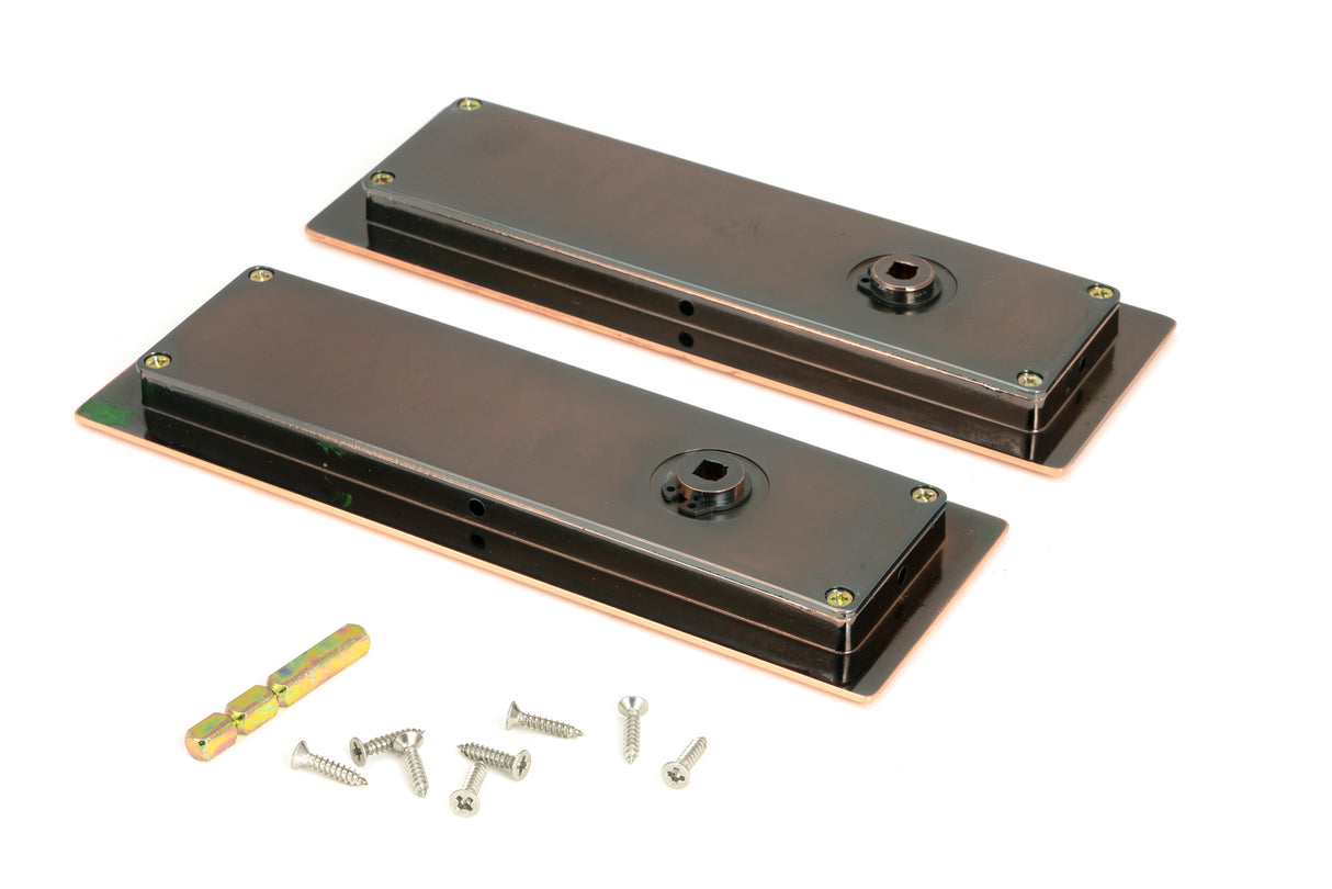 From The Anvil - Polished Bronze 175mm Art Deco Rectangular Pull -Privacy Set | Sku. 50138 | Trade Door Handles.