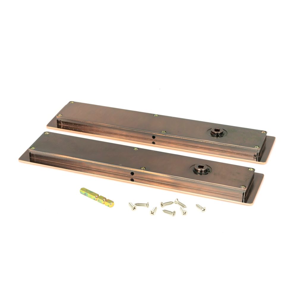 From The Anvil - Polished Bronze 250mm Art Deco Rectangular Pull -Privacy Set | Sku. 50139 | Trade Door Handles.