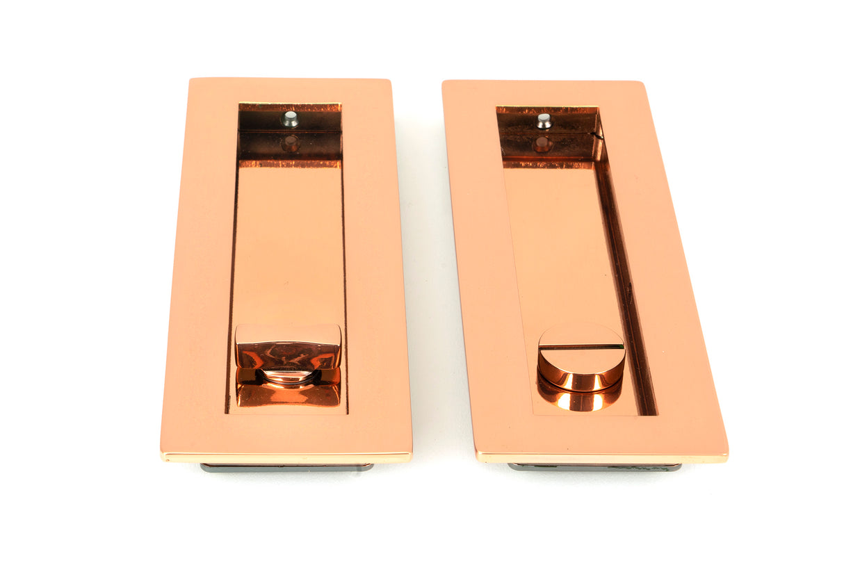 From The Anvil - Polished Bronze 175mm Plain Rectangular Pull - Privacy Set | Sku. 50140 | Trade Door Handles.