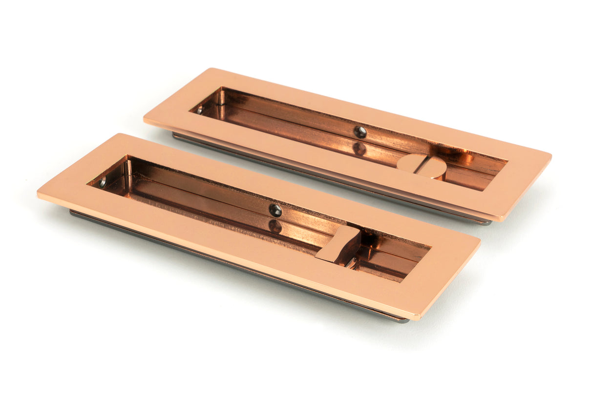From The Anvil - Polished Bronze 175mm Plain Rectangular Pull - Privacy Set | Sku. 50140 | Trade Door Handles.