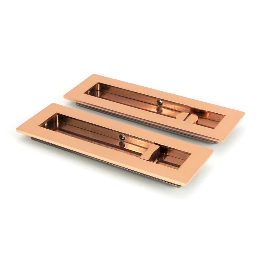 From The Anvil - Polished Bronze 175mm Plain Rectangular Pull - Privacy Set | Sku. 50140 | Trade Door Handles.