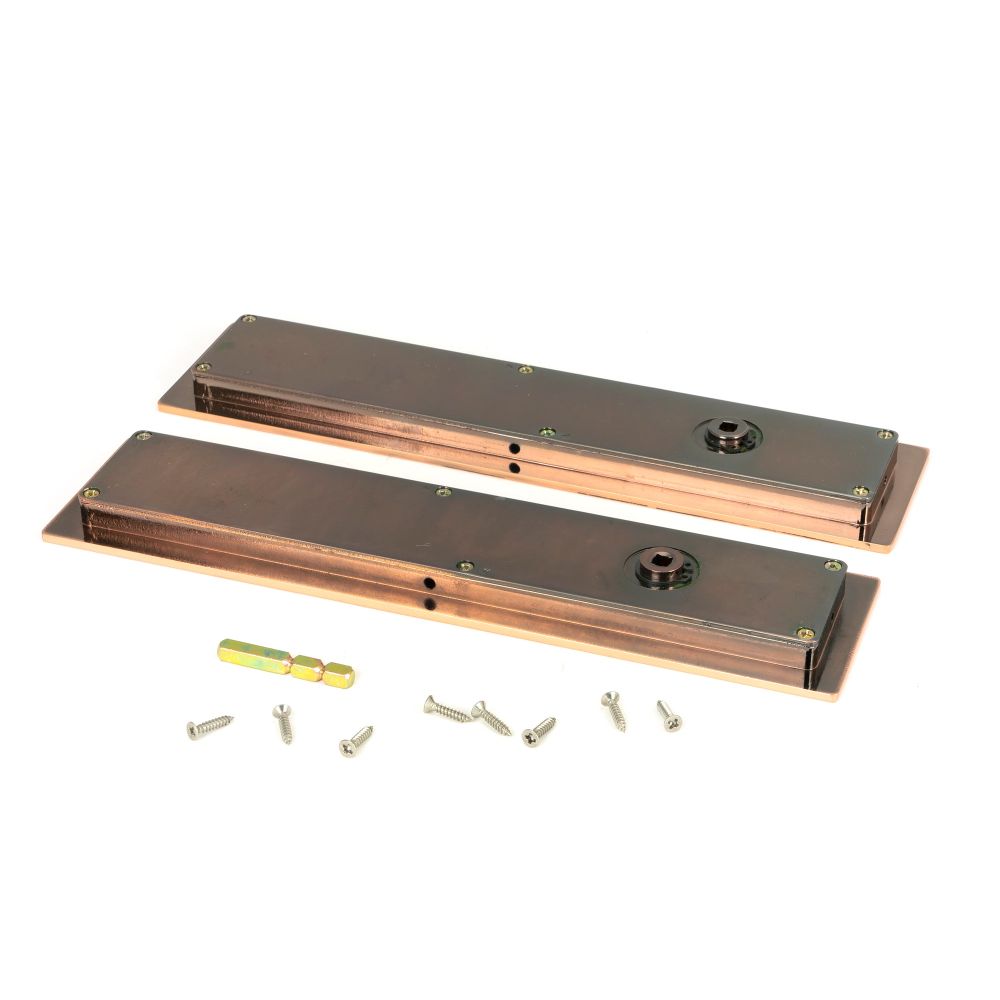 From The Anvil - Polished Bronze 250mm Plain Rectangular Pull - Privacy Set | Sku. 50141 | Trade Door Handles.