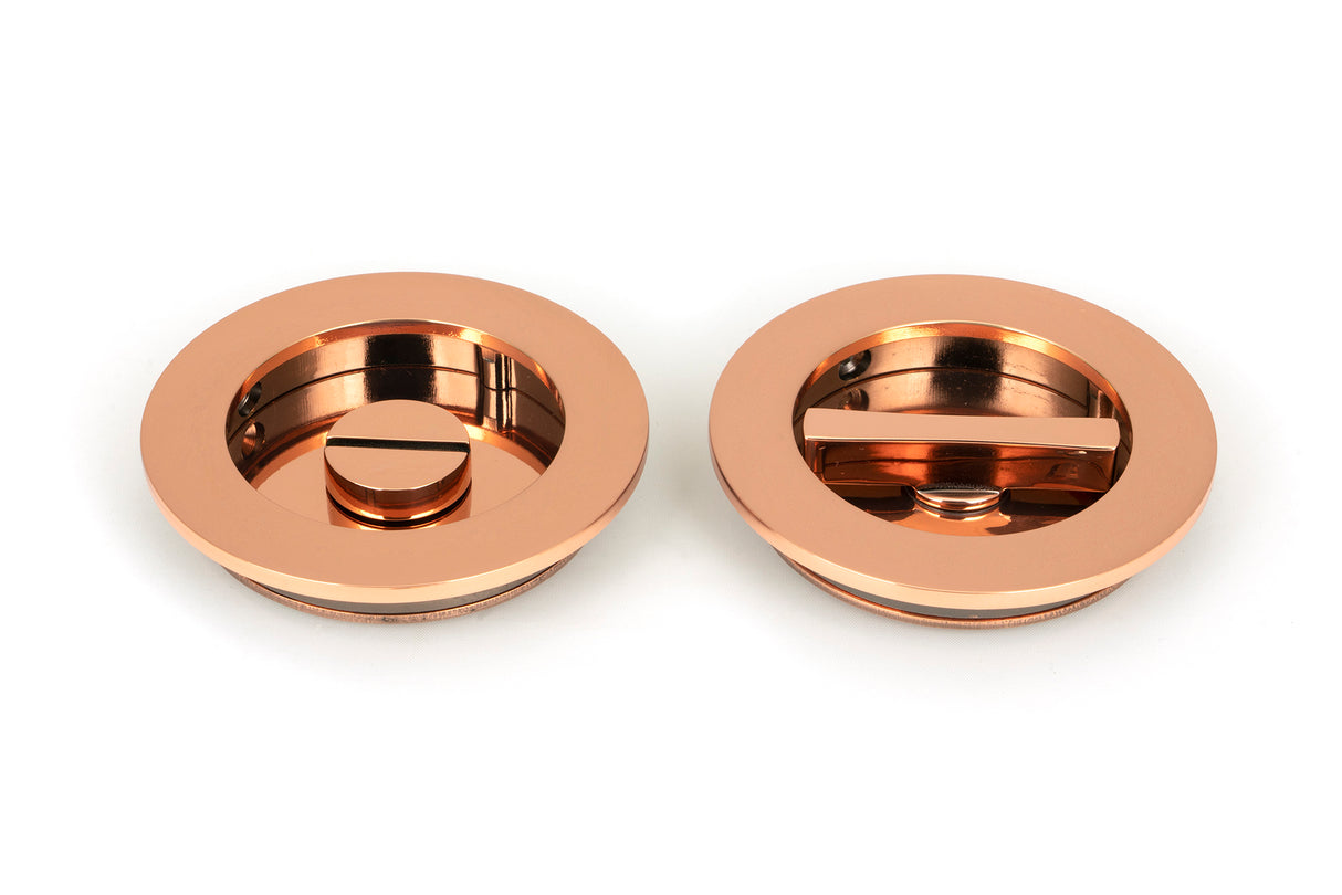 From The Anvil - Polished Bronze 75mm Plain Round Pull - Privacy Set | Sku. 50149 | Trade Door Handles.