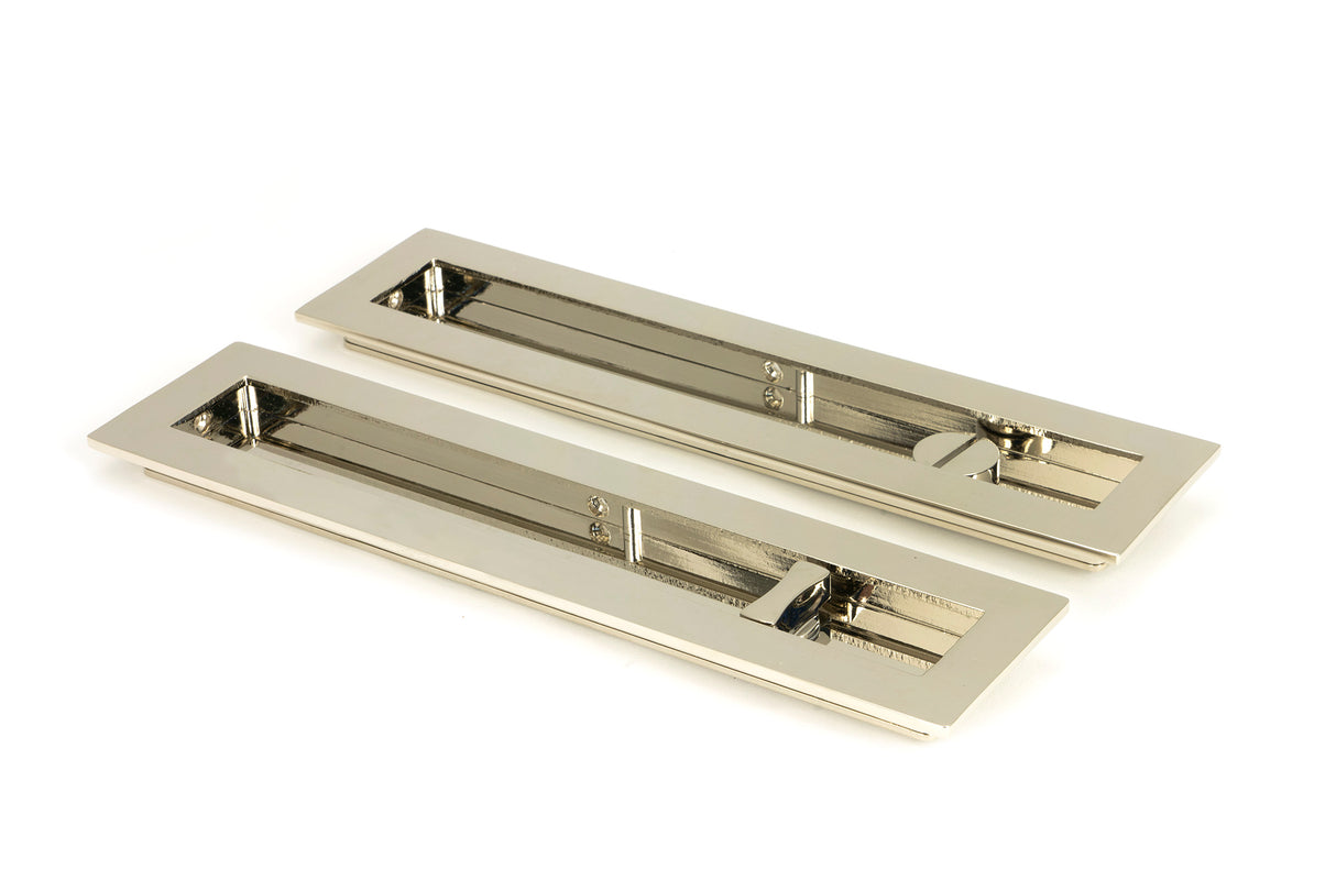 From The Anvil - Polished Nickel 250mm Plain Rectangular Pull - Privacy Set | Sku. 50159 | Trade Door Handles.