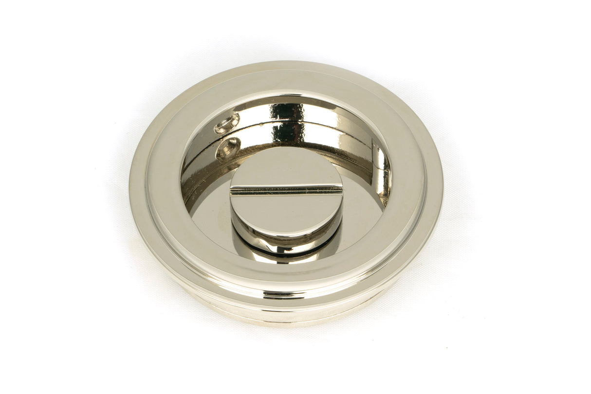 From The Anvil - Polished Nickel 60mm Art Deco Round Pull - Privacy Set | Sku. 50164 | Trade Door Handles.